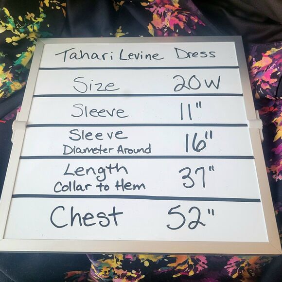 Tahari Black A-Line Floral Dress 20W Women's Plus Knee-Length Spandex Spring - Picture 7 of 9